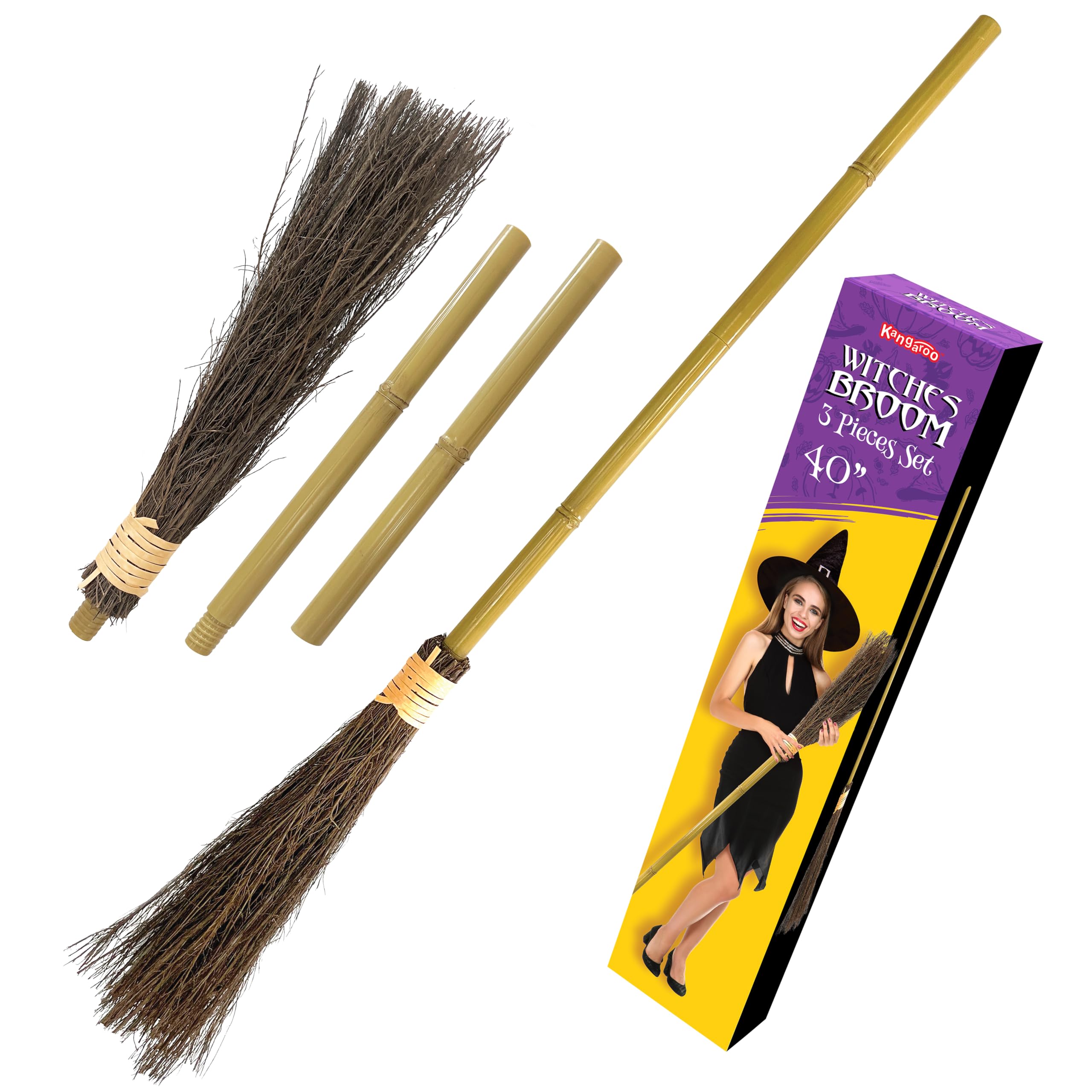 Kids Outdoor Broom - مكنسة ساحرة من الخيزران بطول 40
